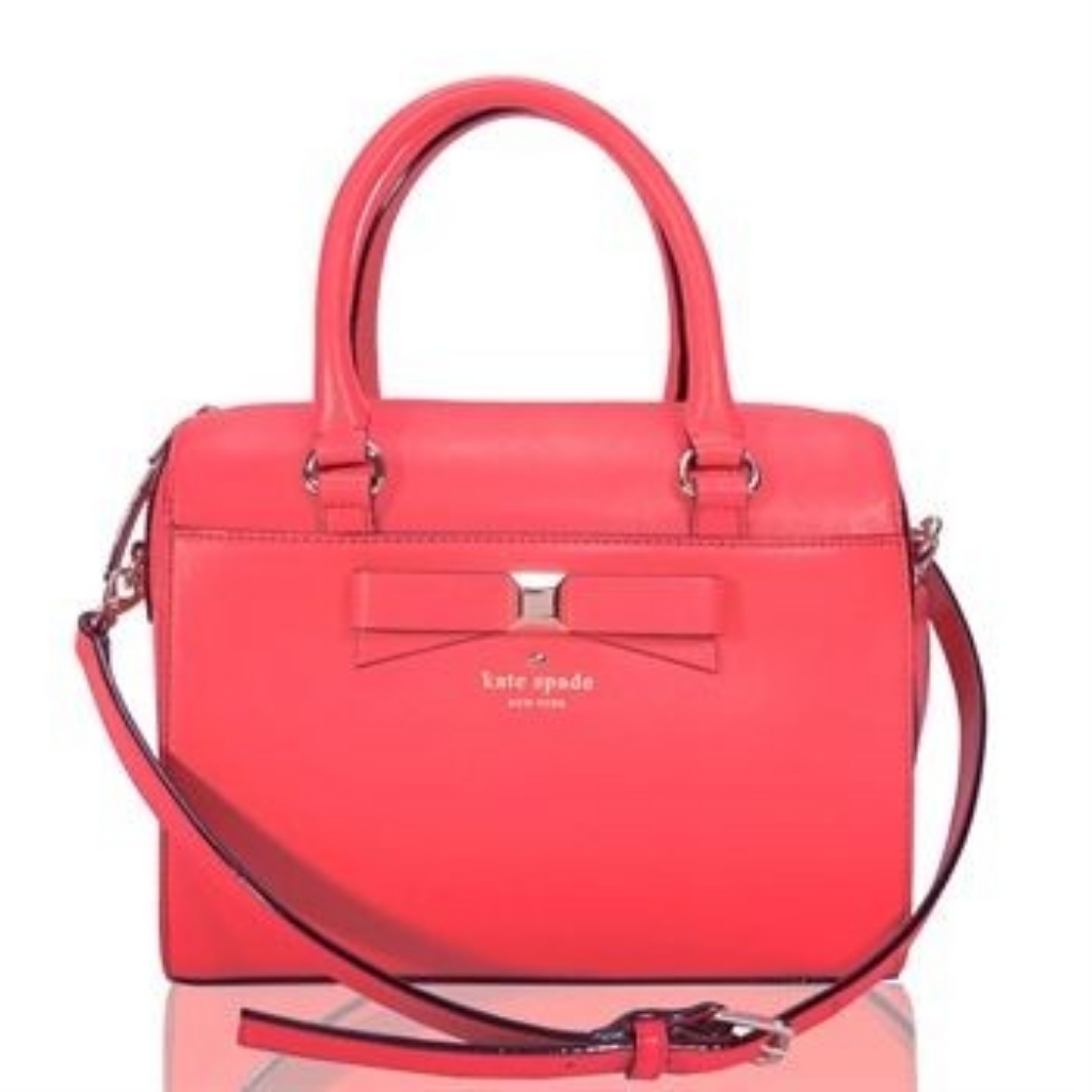 Kate Spade Coral Bow Bag (Holly Street Ashton Leather Satchel In Geranium)